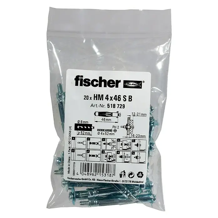 Fischer Metall-Hohlraumdübel HM 4 - Ø x L: 8 x 46 mm, 20 Stk.