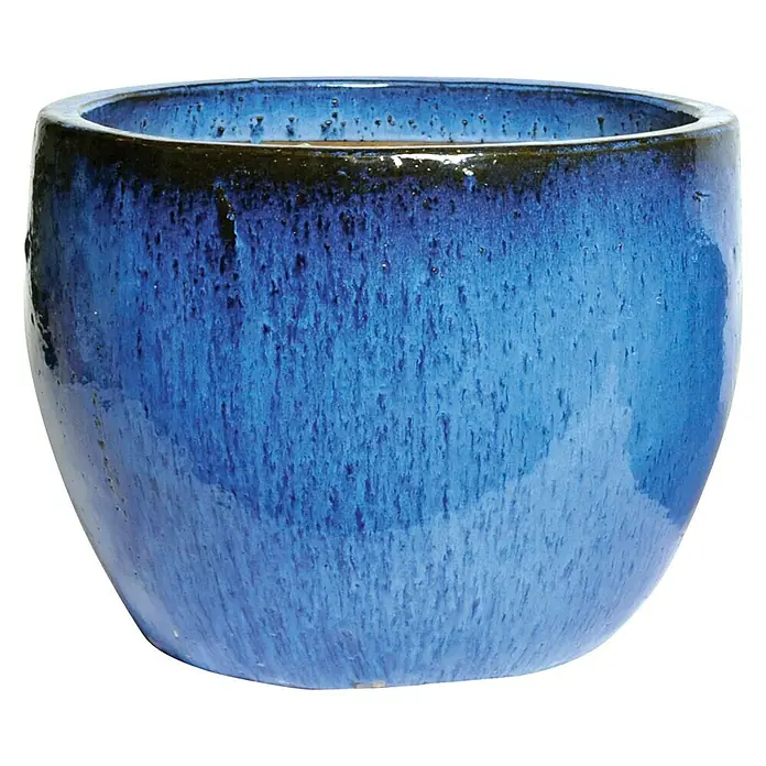 Mega Collections Plantenpot Havanna - Buitenmaat (Ø x h): 41 x 33 cm, Keramiek, Blauw - Vooraanzicht