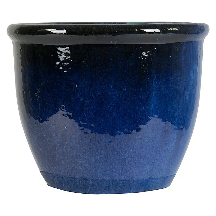 Mega Collections Plantenpot Havanna - Buitenmaat (Ø x h): 30 x 25 cm, Keramiek, Blauw - Vooraanzicht