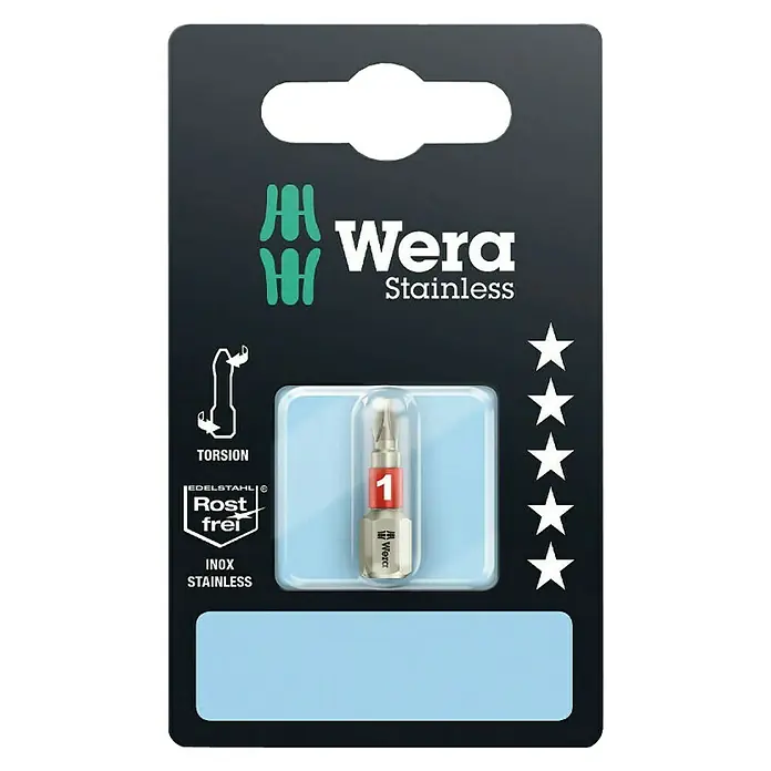 Wera Bit 3851/1 Edelstahl - PH 1, 25 mm - Vorderansicht