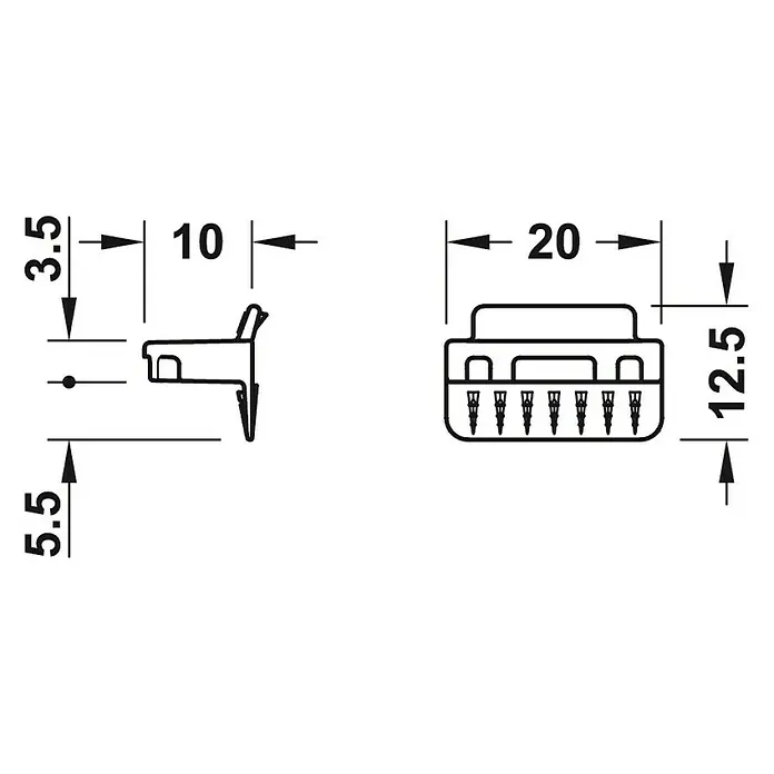 Häfele Achterwandverbinder Ixconnect RPC G 13/20 - l x b: 20 x 12,5 mm, Kunststof, Passend bij: Houtdiktes vanaf 12 mm - Vooraanzicht
