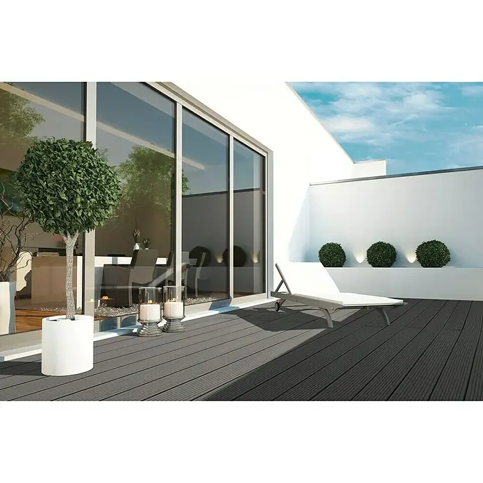 WPC daska za terasu - 300 x 13,5 x 2,1 cm, Tamnosive boje