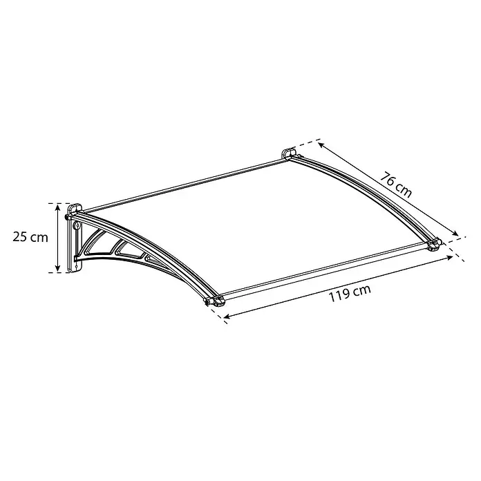 Palram – Canopia Pultvordach Apus - 1.190 x 760 x 250 mm, Farbe Träger: Anthrazitgrau