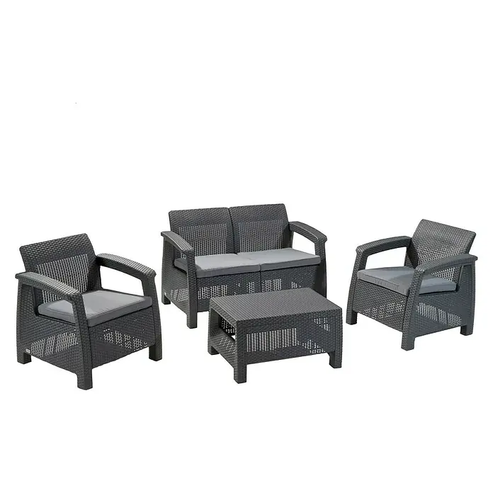 Keter Conjunto de muebles Corfu - 4 piezas, Antracita