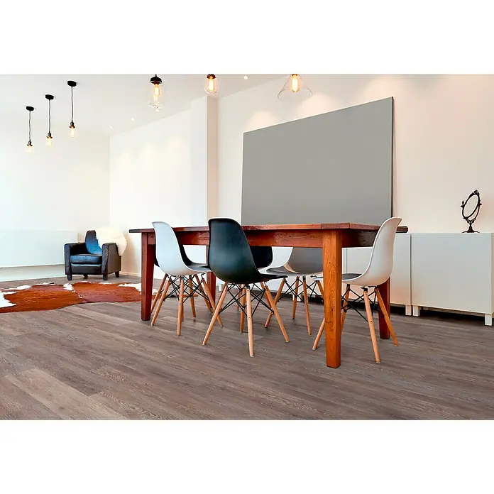 Tarkett Suelo de vinilo Starfloor click 30 Cerused Oak Brown - 1,22 m x 18,3 cm x 4 mm, Efecto madera
