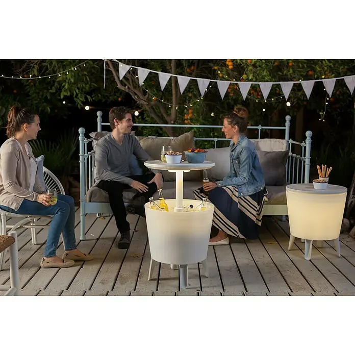 Keter Prijenosni hladnjak /stol Illuminated - D x Š x V: 49,5 x 49,5 x 84,5 cm, Bijele boje