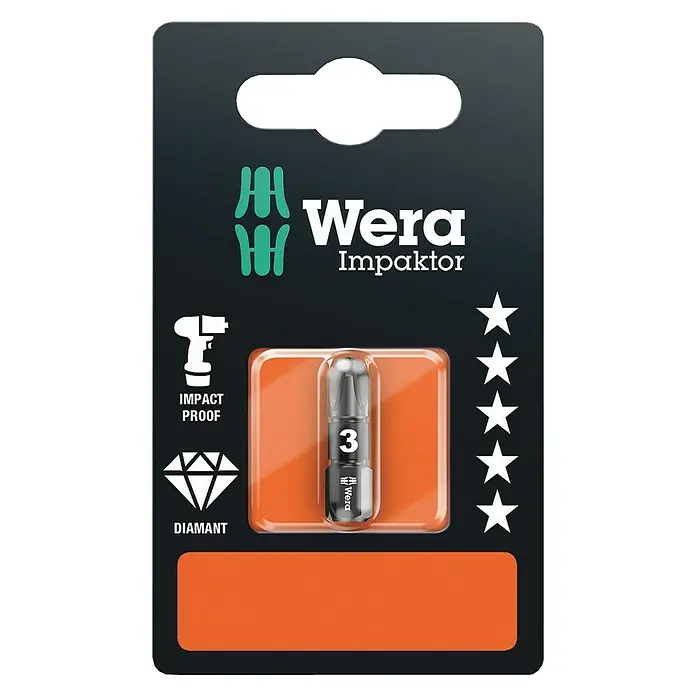 Wera Premium Plus Bit nastavak 855/1 Impaktor - PZ 3, 25 mm - Pogled sprijeda
