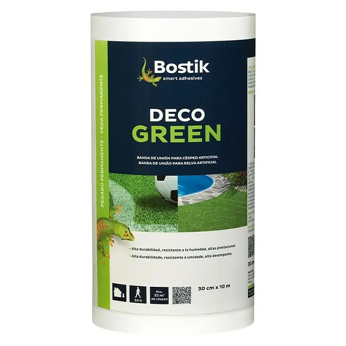 Bostik Banda de fijación Deco Green - 100 m x 30 cm, Blanco, Césped