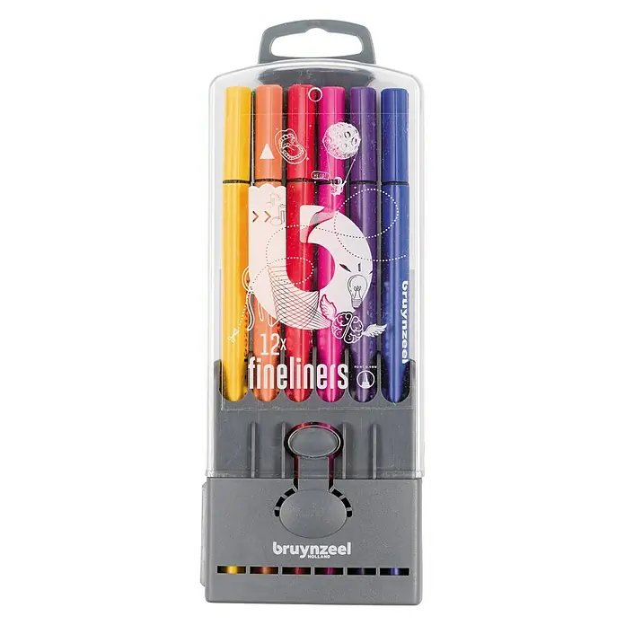 Talens Bruynzeel Set de marcadores de efecto lacado Fineliners - 12 ud., Multicolor