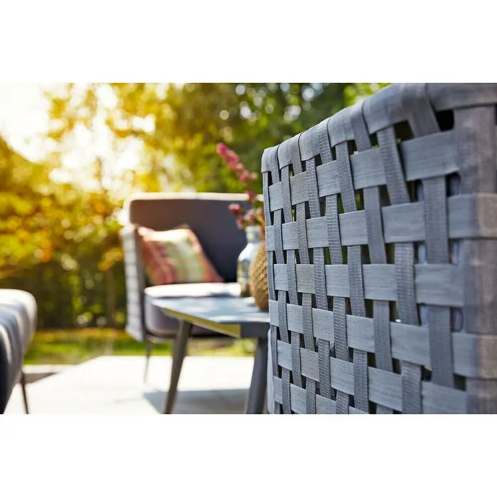 Set lounge namještaja Beltano - 4-dij., Čelik, Sigurnosno staklo, Antracit