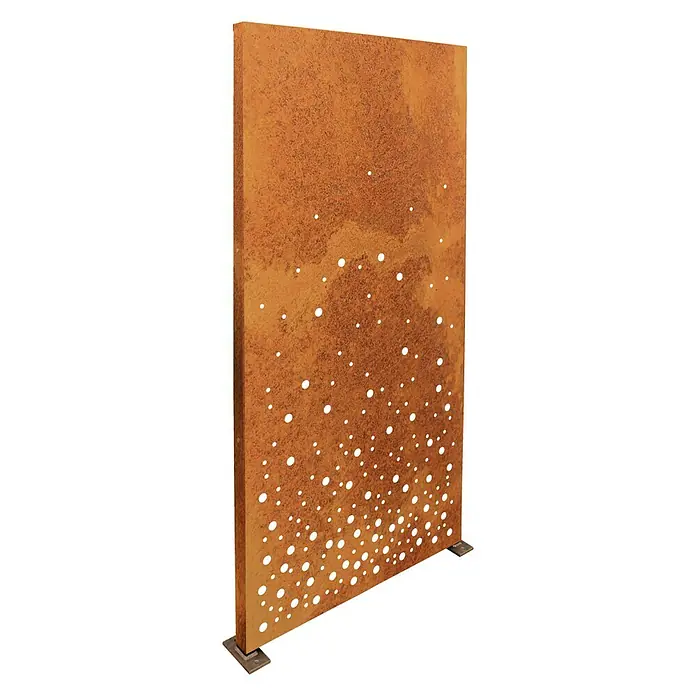 Palatino Space Vertical Sichtschutzelement Vapor - 87 x 180 cm, Cortenstahl, Motiv: Wassertropfen, Edelrost - Linke Seitenansicht