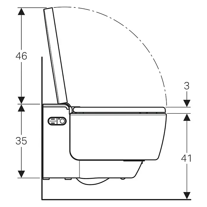 Geberit Wand-Dusch-WC-Set AquaClean Mera Comfort - Spülrandlos, Mit schmutzabweisender Glasur, Spülform: Tief, WC Abgang: Waagerecht, Weiß, Chrom