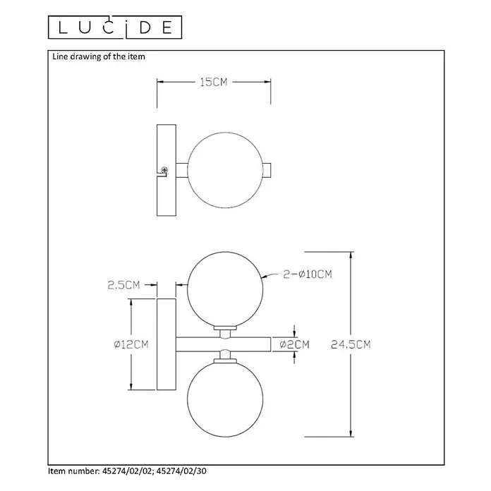 Lucide Tycho Wandleuchte - 56 W, L x B x H: 12 x 12 x 22 cm, Schwarz, G9