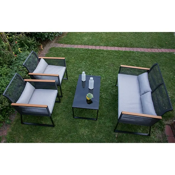 Loungemöbel-Set Arezzo - 4 -tlg., Kunststoff/Metall, Braun/Schwarz