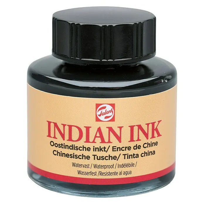 Talens Tinta china - Negro, 30 ml, Botella
