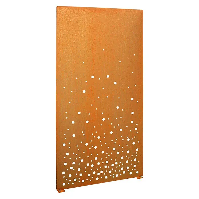 Palatino Space Vertical Sichtschutzelement Vapor - 87 x 180 cm, Cortenstahl, Motiv: Wassertropfen, Edelrost - Linke Seitenansicht