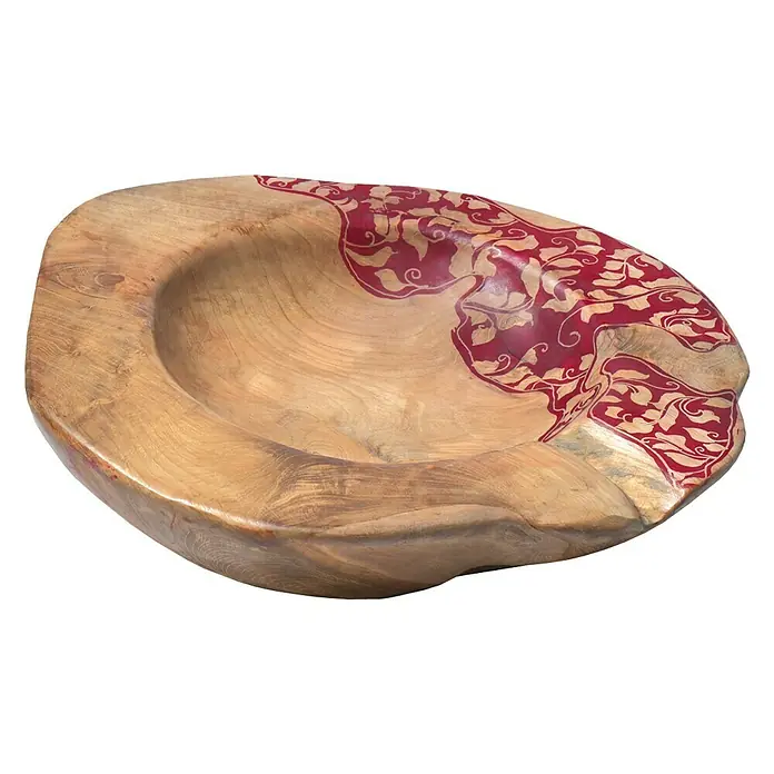 Cuenco de teca Batik - Ø x Al: 30 x 7 cm, Natural, Liso
