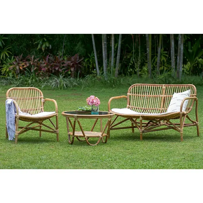 Sofá de jardín Sulawesi - Natural, Ratán natural, L x An x Al: 120 x 70 x 76 cm