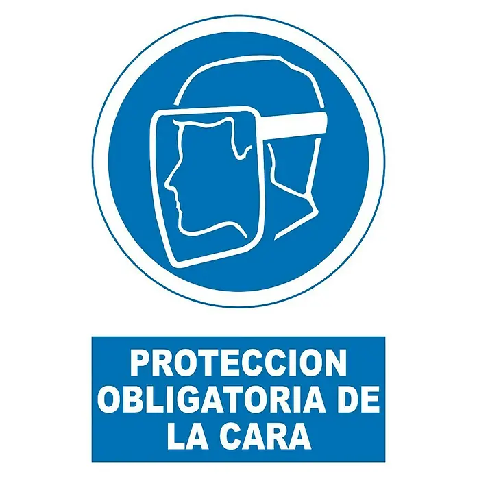 Cartel - Azul/Blanco, Uso obligatorio de pantalla de seguridad, 23 x 34 cm