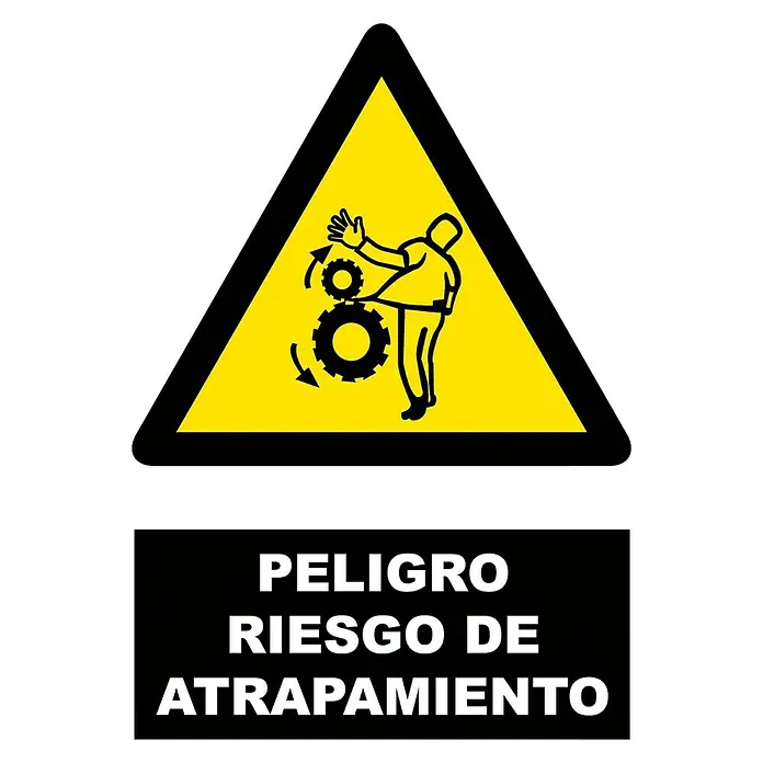 Cartel - Amarillo/Negro, Peligro riesgo de atrapamiento, 23 x 34 cm