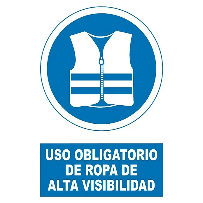 Cartel - Azul/Blanco, Uso obligatorio de ropa de alta visibilidad