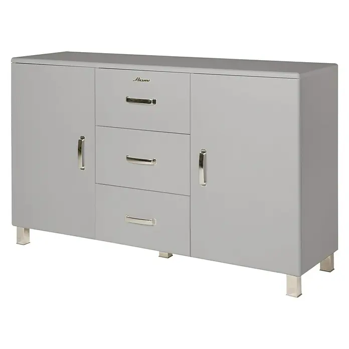 Phönix Miami Sideboard - L x B x H: 43 x 146,4 x 88,8 cm, Grau, Anzahl Schubladen: 3 Stk., Anzahl Türen: 2 Stk. - Vorderansicht