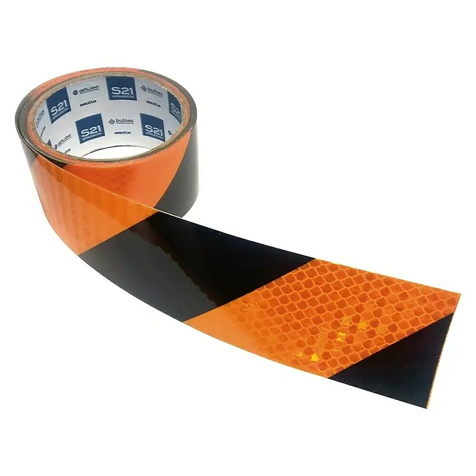 Cinta de señalización reflectante - 5 m x 5 cm, Naranja/Negro