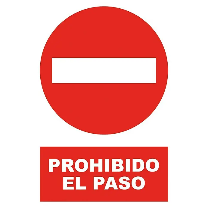 Cartel PRR3055 - Rojo/Blanco, Prohibido el paso, 23 x 34 cm