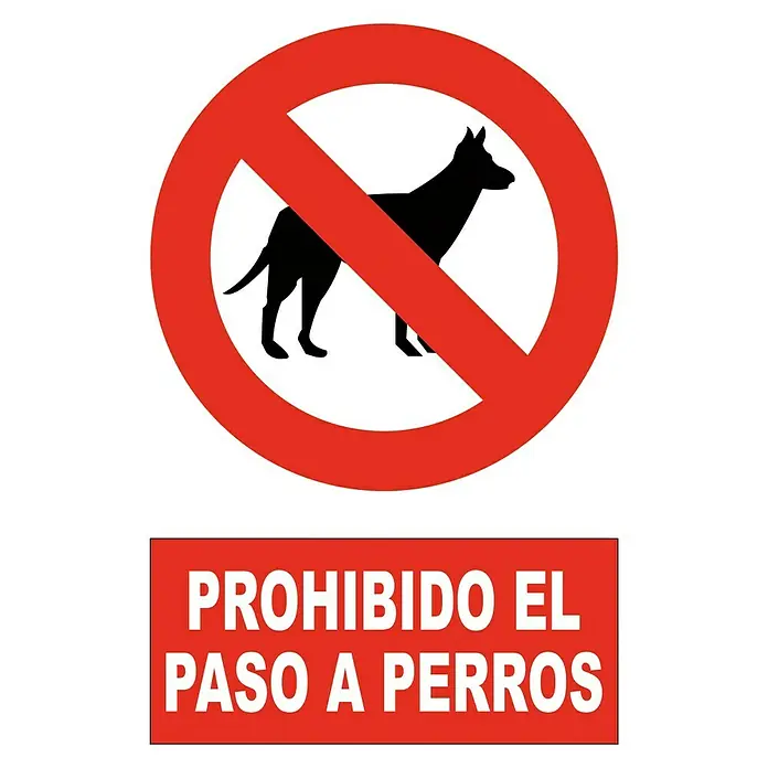 Cartel - Rojo/Blanco, Prohibido el paso a perros, 23 x 34 cm