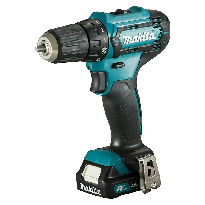 Makita Akku-Bohrschrauber DF333DSAE - 12 V, 2 Akkus, 2 Ah, Leerlaufdrehzahl: 0 U/min - 1.700 U/min - Vorderansicht