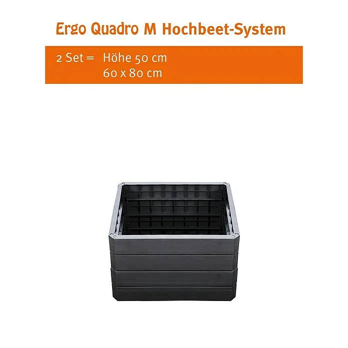 Garantia Hochbeet Ergo Quadro M - 60 x 80 x 25 cm, Kunststoff