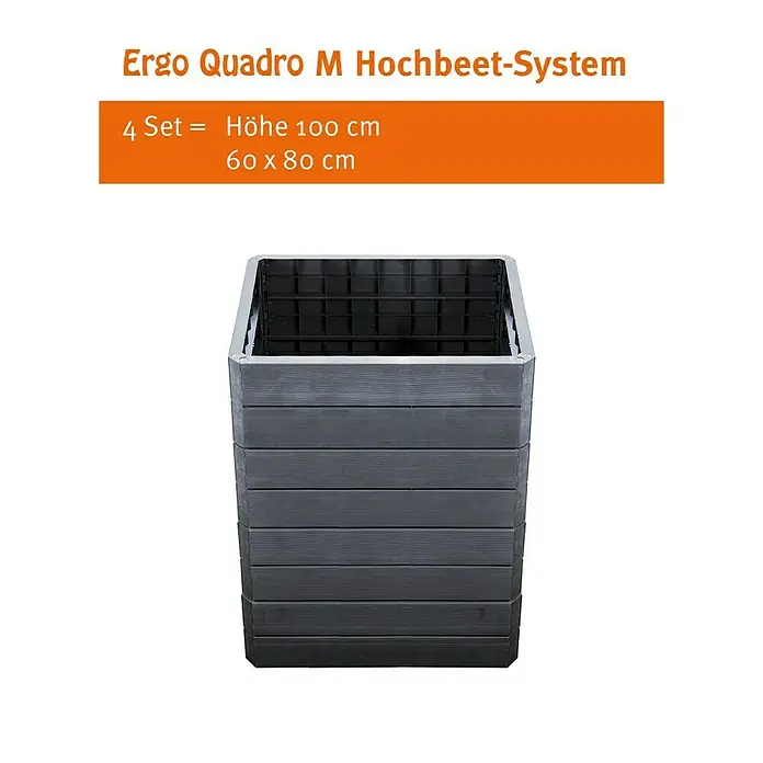 Garantia Hochbeet Ergo Quadro M - 60 x 80 x 25 cm, Kunststoff