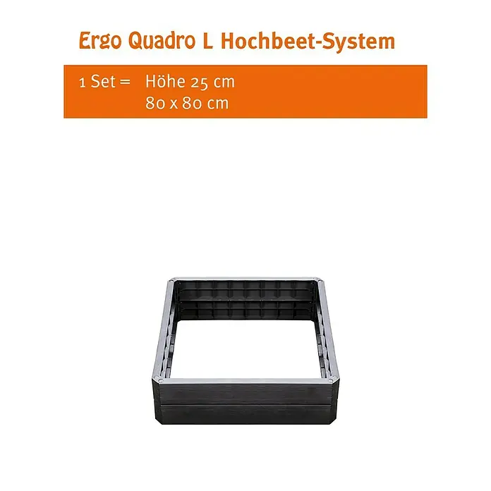 Garantia Hochbeet Ergo Quadro L - 80 x 80 x 25 cm, Kunststoff