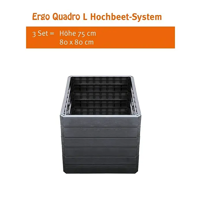 Garantia Hochbeet Ergo Quadro L - 80 x 80 x 25 cm, Kunststoff