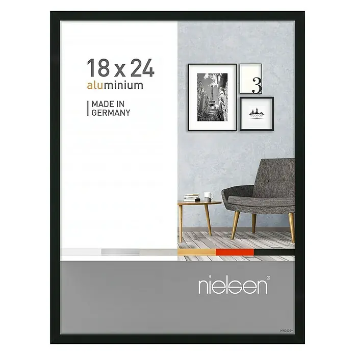 Nielsen Bilderrahmen Pixel - Schwarz, 18 x 24 cm, Aluminium - Vorderansicht