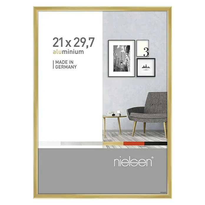Nielsen Bilderrahmen Pixel - Gold, 21 x 29,7 cm, Aluminium - Vorderansicht
