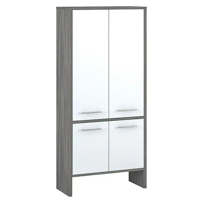 Oslo Midischrank - 62 x 28 x 137 cm, Grafit, Weiß - Vorderansicht