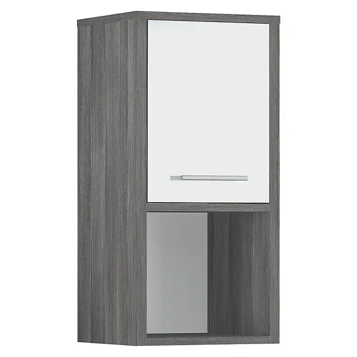 Oslo Oberschrank - 33 x 28 x 68 cm, Grafit, Weiß - Vorderansicht