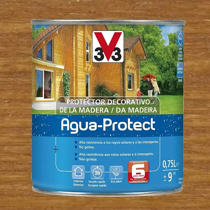 V33 Protección para madera Agua-Protect - Teca, 750 ml
