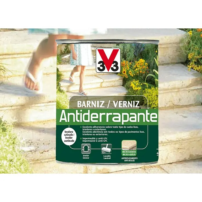 V33 Barniz Antiderrapante - Incoloro, 750 ml, Satinado