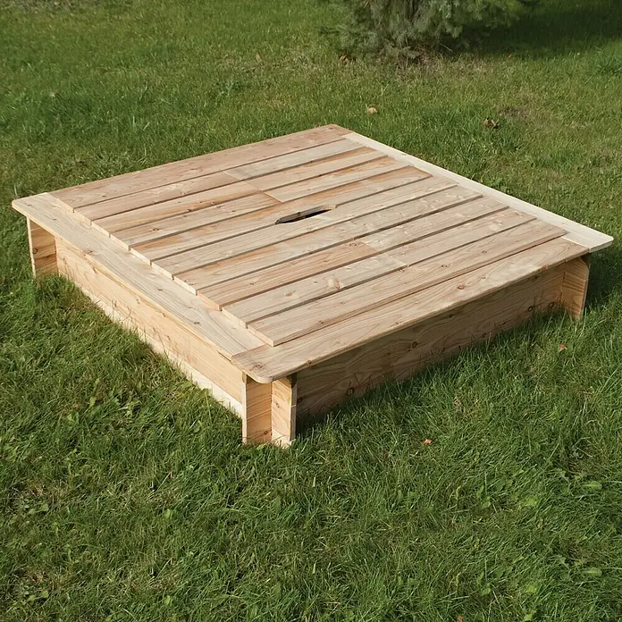 Sandkasten Felix - 120 x 120 x 25 cm, Natur