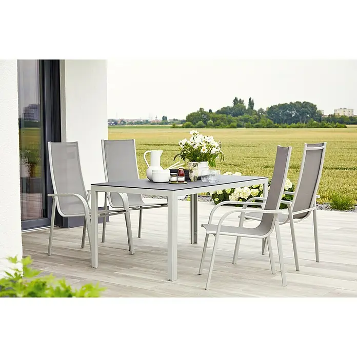 Sunfun Conjunto de muebles Hannah - 5 piezas, Aluminio, Gris