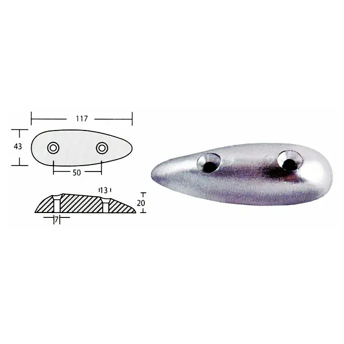 Ánodo de sacrificio tipo pez - 340 g, Zinc