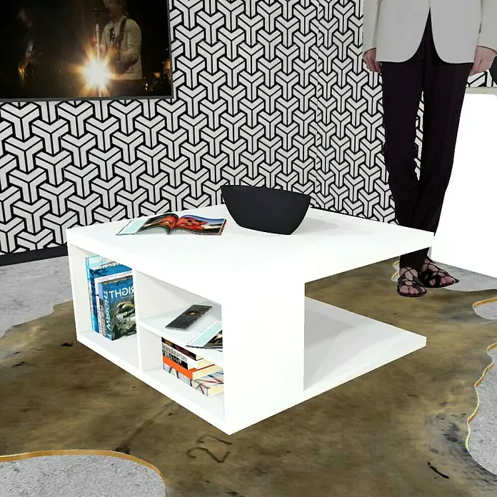 Phönix Solina Couchtisch - L x B x H: 80 x 80 x 40 cm, Weiß
