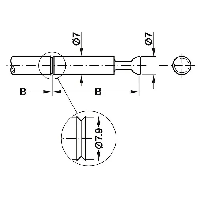 Häfele Dvostruki svornjak - Dimenzija provrta: 34 mm - Pogled sprijeda