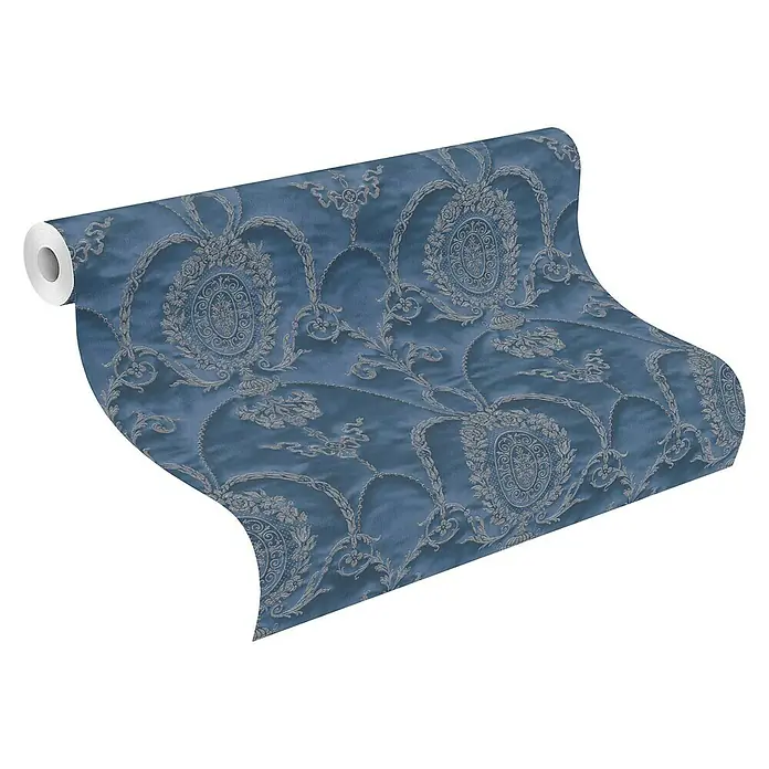 Rasch Trianon Vliestapete II - Blau, Ornament, 10,05 x 0,53 m - Anwendungsbeispiel