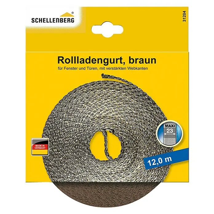Schellenberg Rollladengurt - Braun, Länge: 12 m, Gurtbreite: 23 mm - Vorderansicht