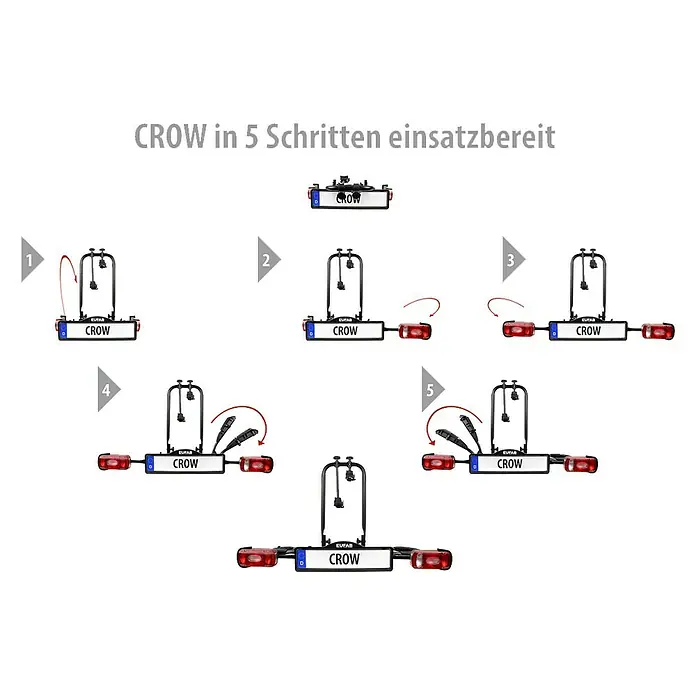 Eufab Fahrradträger Crow - Geeignet für: 2 Fahrräder, Max. Ladegewicht: 50 kg, Passend für: Fahrzeuge mit Anhängerkupplung
