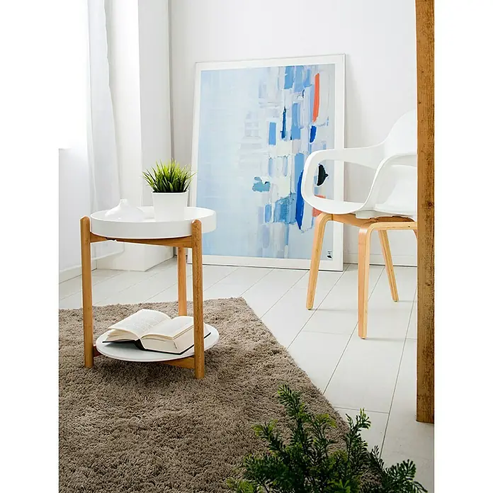 Phönix Rubby Beistelltisch - Ø x H: 40 x 45 cm, Weiß, Braun - Stimmungsaufnahme
