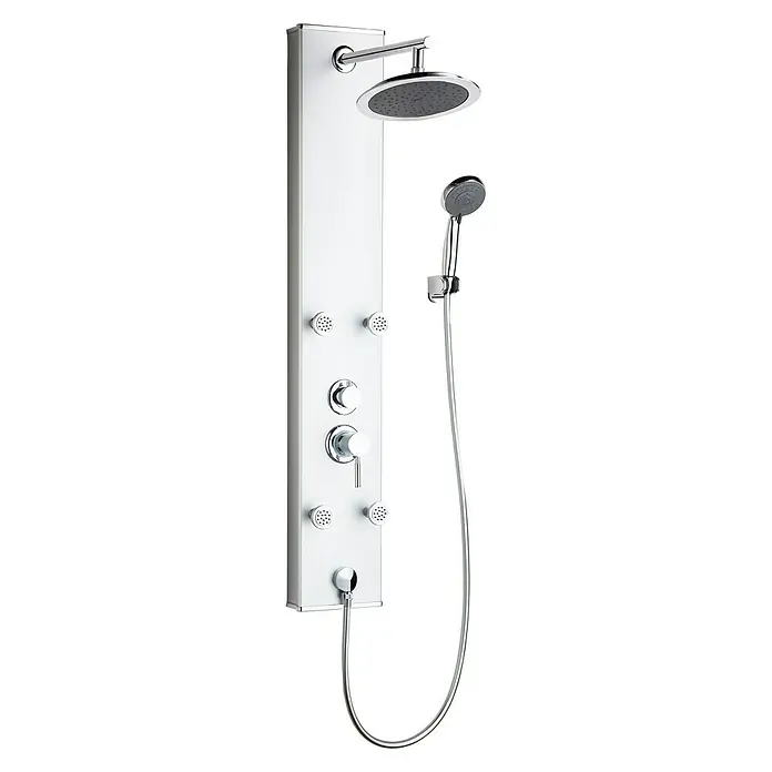 Camargue Tuš stup Texel 2.0 - Visina: 120 cm, Bijele boje - Pogled sprijeda